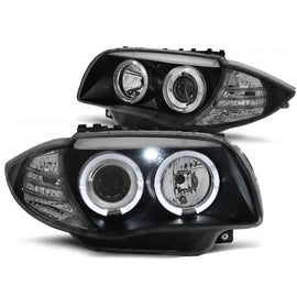 Fari anteriori Angel Eyes nero compatibile BMW 1 E87/E81/82/88 04-11
