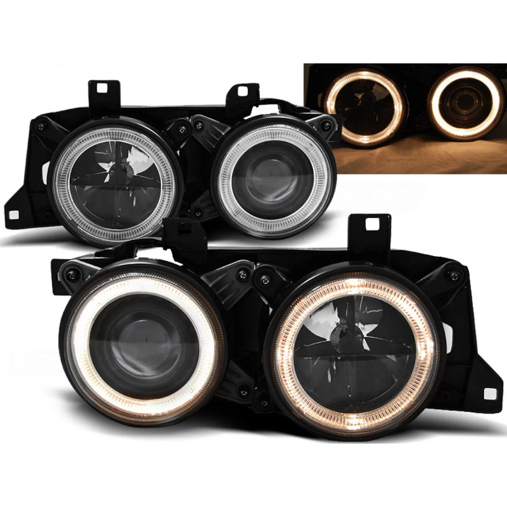 Fari anteriori Angel Eyes nero compatibile BMW E32/E34