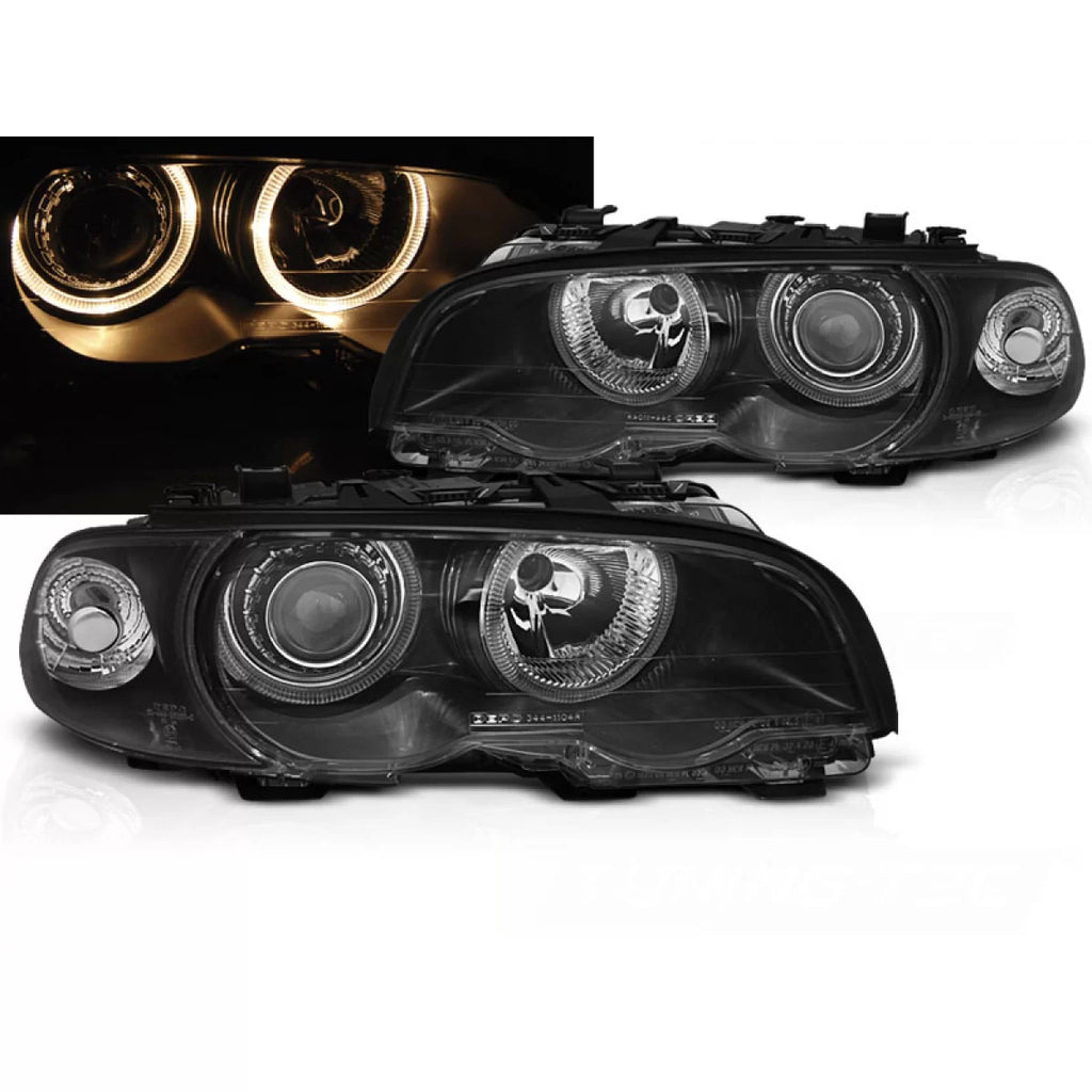 Fari anteriori Angel Eyes nero compatibile BMW E46 04.99-03 COUPE CABRIO