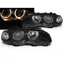 Fari anteriori Angel Eyes nero compatibile BMW E46 04.99-03 COUPE CABRIO