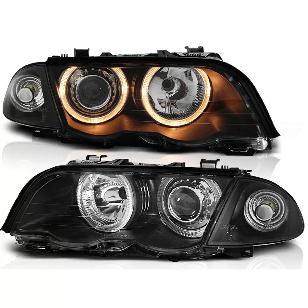 Fari anteriori Angel Eyes nero compatibile BMW E46 05.98-08.01 S/T
