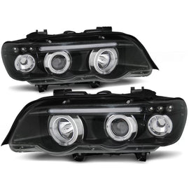 Fari anteriori Angel Eyes nero compatibile BMW X5 E53 09.99-10.03