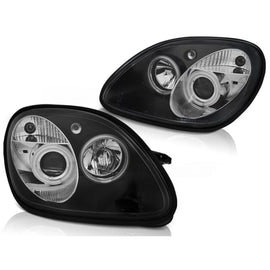 Fari anteriori Angel Eyes nero compatibile MERCEDES R170 SLK 04.96-04