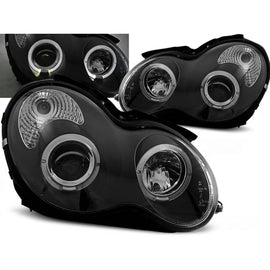 Fari anteriori Angel Eyes nero compatibile MERCEDES W203 C-Classe 07.00-03.04