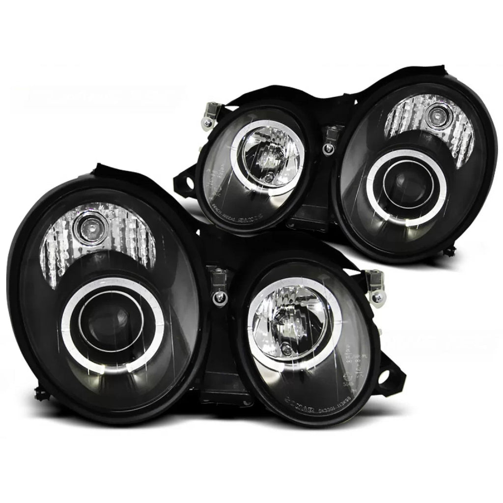 Fari anteriori Angel Eyes nero compatibile MERCEDES W208 CLK 03.97-04.02