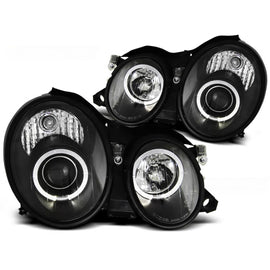 Fari anteriori Angel Eyes nero compatibile MERCEDES W208 CLK 03.97-04.02