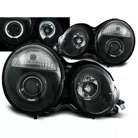 Fari anteriori Angel Eyes nero compatibile MERCEDES W210 E-Classe 95-05.99