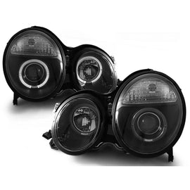 Fari anteriori Angel Eyes nero compatibile MERCEDES W210 E-Classe 06.99-02