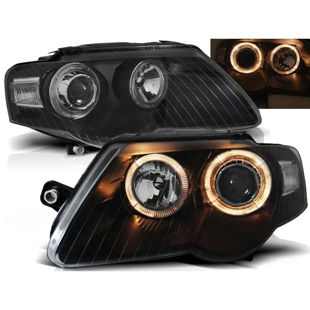 Fari anteriori Angel Eyes nero compatibile VW PASSAT B6 3C 03.05-10