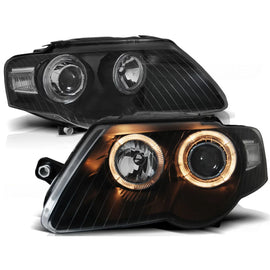 Fari anteriori Angel Eyes nero compatibile VW PASSAT B6 3C 03.05-10
