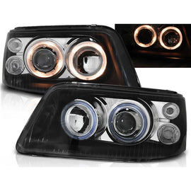 Fari anteriori Angel Eyes nero compatibile VW T5 04.03-08.09
