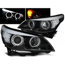 Carica l'immagine nel visualizzatore di Gallery, Fari anteriori Angel Eyes nero LED freccia compatibile BMW E60/E61 03-07