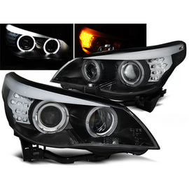 Fari anteriori Angel Eyes nero LED freccia compatibile BMW E60/E61 03-07