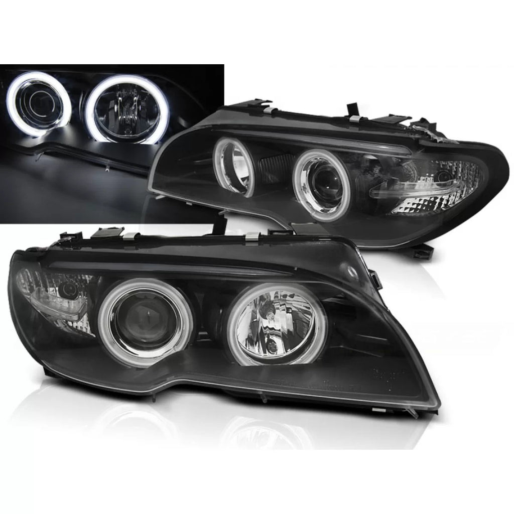 Fari anteriori Angel Eyes CCFL nero compatibile BMW E46 04.03-06 COUPE CABRIO