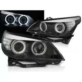 Fari anteriori Angel Eyes CCFL nero LED freccia compatibile BMW E60/E61 03-07