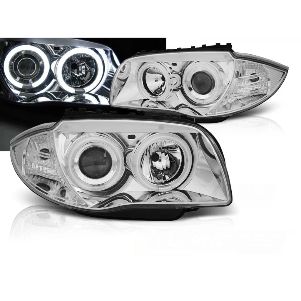 Fari anteriori Angel Eyes CCFL cromato compatibile BMW 1 E87/E81/82/88 04-11
