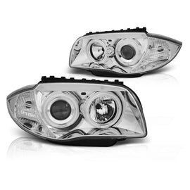 Fari anteriori Angel Eyes CCFL cromato compatibile BMW 1 E87/E81/82/88 04-11