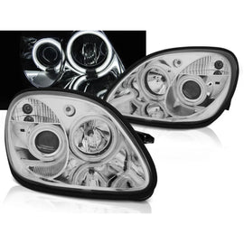 Fari anteriori Angel Eyes CCFL cromato compatibile MERCEDES R170 SLK 04.96-04