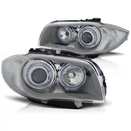 Fari anteriori Angel Eyes cromato compatibile BMW 1 E87/E81/82/88 04-11