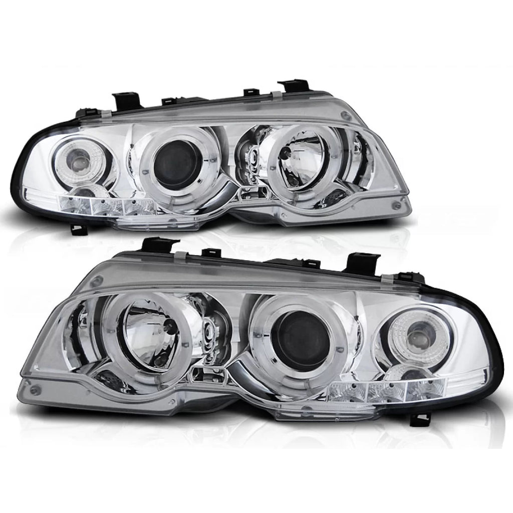 Fari anteriori Angel Eyes cromato compatibile BMW E46 04.99-03.03 COUPE
