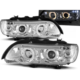 Fari anteriori Angel Eyes cromato compatibile BMW X5 E53 09.99-10.03