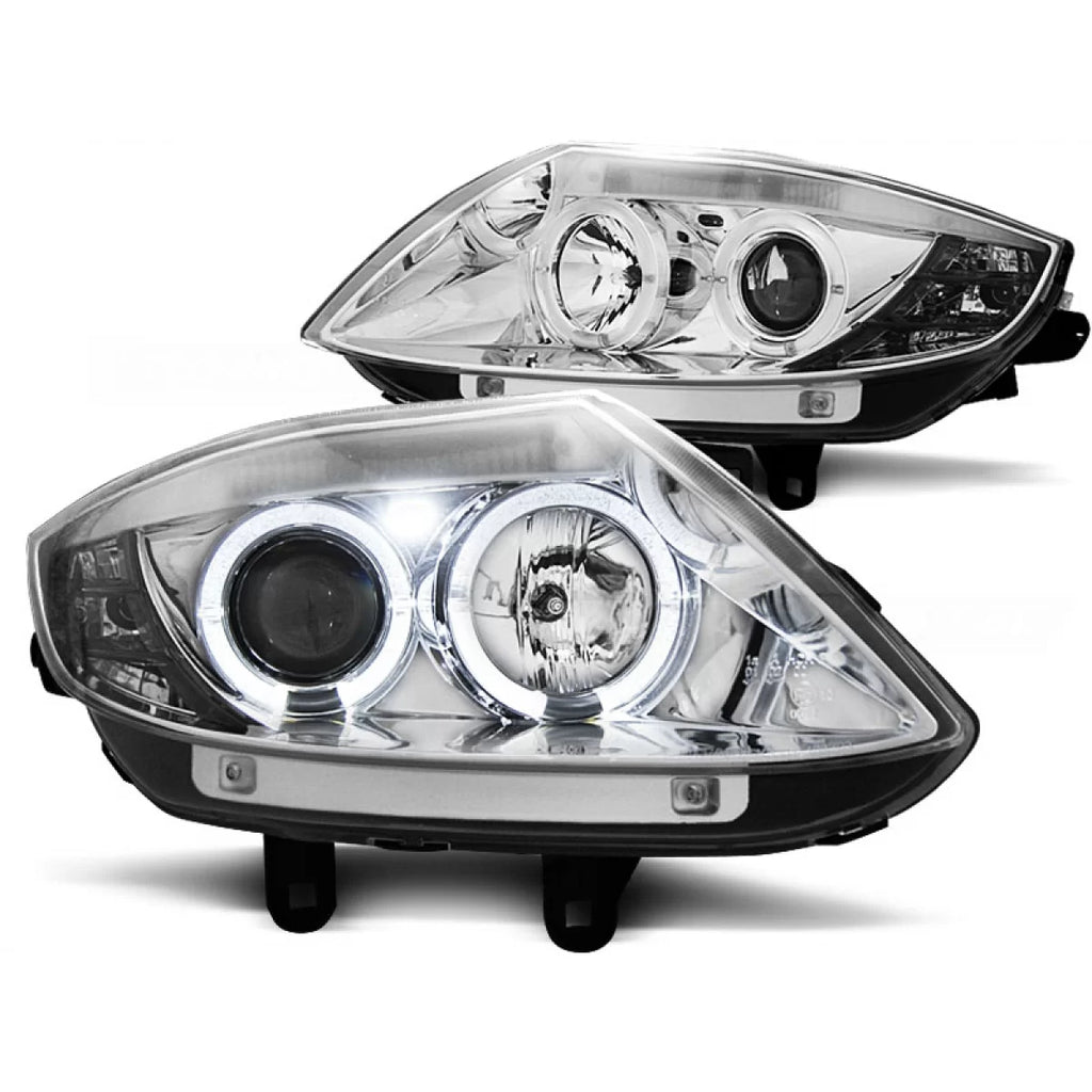 Fari anteriori Angel Eyes cromato compatibile BMW Z4 E85 E86 02-08