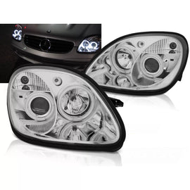 Fari anteriori Angel Eyes cromato compatibile MERCEDES R170 SLK 04.96-04