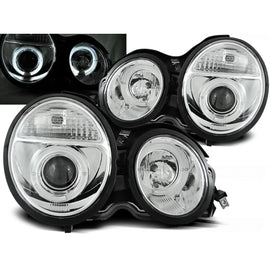 Fari anteriori Angel Eyes cromato compatibile MERCEDES W210 E-Classe 95-05.99