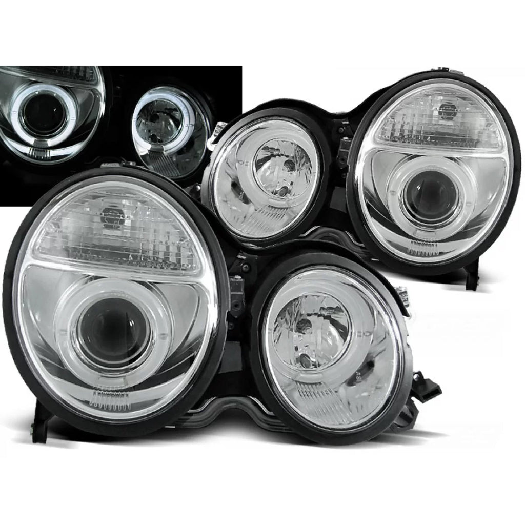 Fari anteriori Angel Eyes cromato compatibile MERCEDES W210 E-Classe 06.99-02