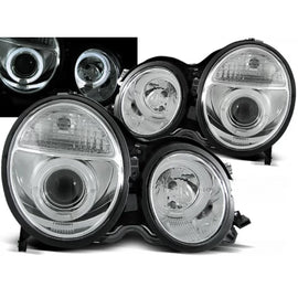 Fari anteriori Angel Eyes cromato compatibile MERCEDES W210 E-Classe 06.99-02