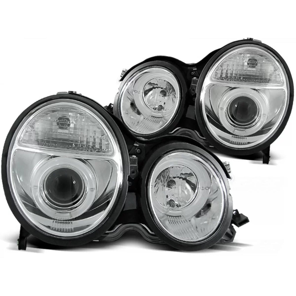 Fari anteriori Angel Eyes cromato compatibile MERCEDES W210 E-Classe 06.99-02