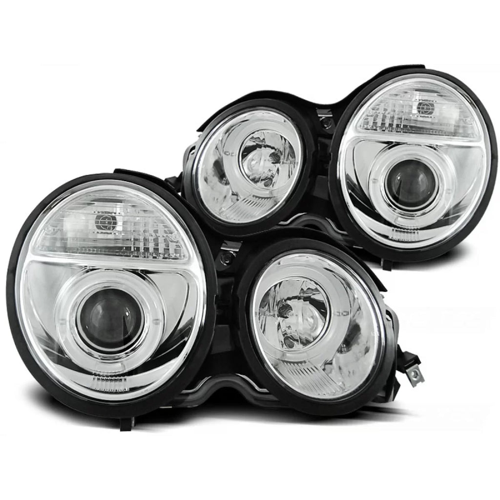Fari anteriori Angel Eyes cromato compatibile MERCEDES W210 E-Classe 95-05.99