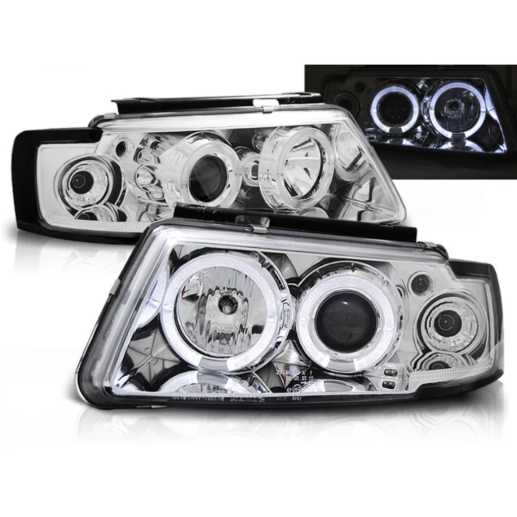 Fari anteriori Angel Eyes cromato compatibile VW PASSAT B5 3B 11.96-08.00