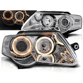 Fari anteriori Angel Eyes cromato compatibile VW PASSAT B6 3C 03.05-10