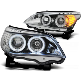 Fari anteriori Angel Eyes cromato LED freccia compatibile BMW E60/E61 03-07