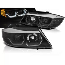 Fari anteriori Angel Eyes LED 3D nero compatibile BMW E90/E91 05-08