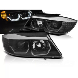 Fari anteriori Angel Eyes LED 3D nero compatibile BMW E90/E91 05-08