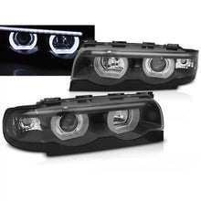 Carica l'immagine nel visualizzatore di Gallery, Fari anteriori Angel Eyes LED 3D nero compatibile BMW E38 94-01