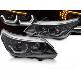 Fari anteriori Angel Eyes LED 3D nero compatibile BMW E60 E61 03-07