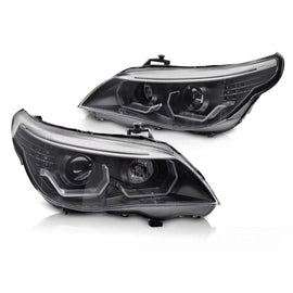 Fari anteriori Angel Eyes LED 3D nero compatibile BMW E60 E61 03-07