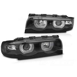Fari anteriori Angel Eyes LED 3D nero compatibile BMW E38 94-01