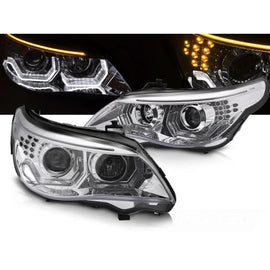 Fari anteriori Angel Eyes LED 3D cromato compatibile BMW E60 E61 03-07