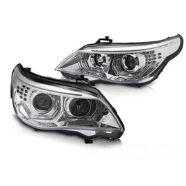 Fari anteriori Angel Eyes LED 3D cromato compatibile BMW E60 E61 03-07