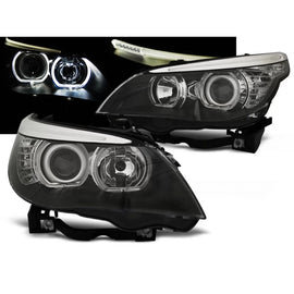 Fari anteriori Angel Eyes LED nero compatibile BMW E60/E61 03-07
