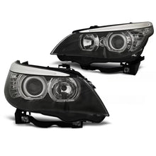 Carica l'immagine nel visualizzatore di Gallery, Fari anteriori Angel Eyes LED nero compatibile BMW E60/E61 03-07