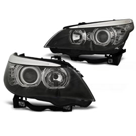 Fari anteriori Angel Eyes LED nero compatibile BMW E60/E61 03-07