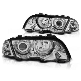 Fari anteriori Angel Eyes LED cromato compatibile BMW E46 05.98-08.01 S/T