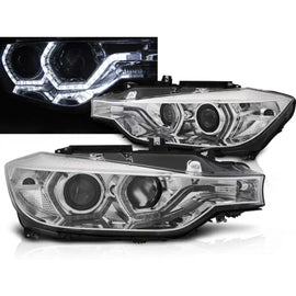 Fari anteriori Angel Eyes LED DRL cromato compatibile BMW F30/F31 LCI 15-18