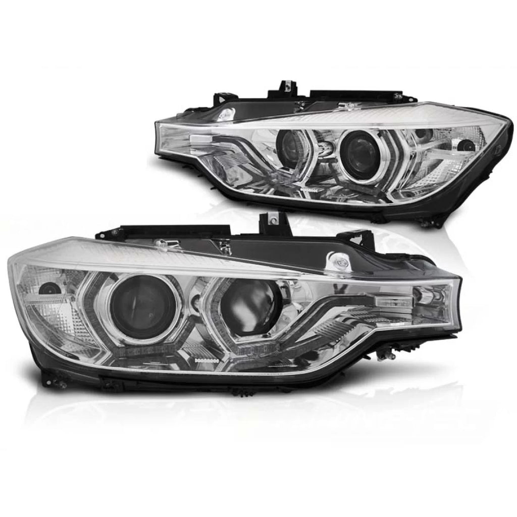 Fari anteriori Angel Eyes LED DRL cromato compatibile BMW F30/F31 LCI 15-18