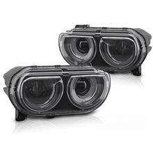 Carica l'immagine nel visualizzatore di Gallery, Fari anteriori neri DRL compatibile DODGE CHALLENGER 08-14
